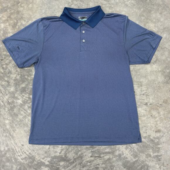 PGA Tour Mens Sz XL Navy Blue Micro Dot Pattern Golf Polo Shirt Classic - Picture 1 of 7
